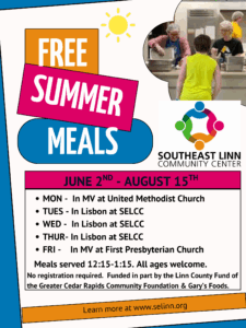 Summer Meals schedule